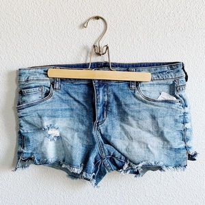 Distressed Denim Cut Off Shorts